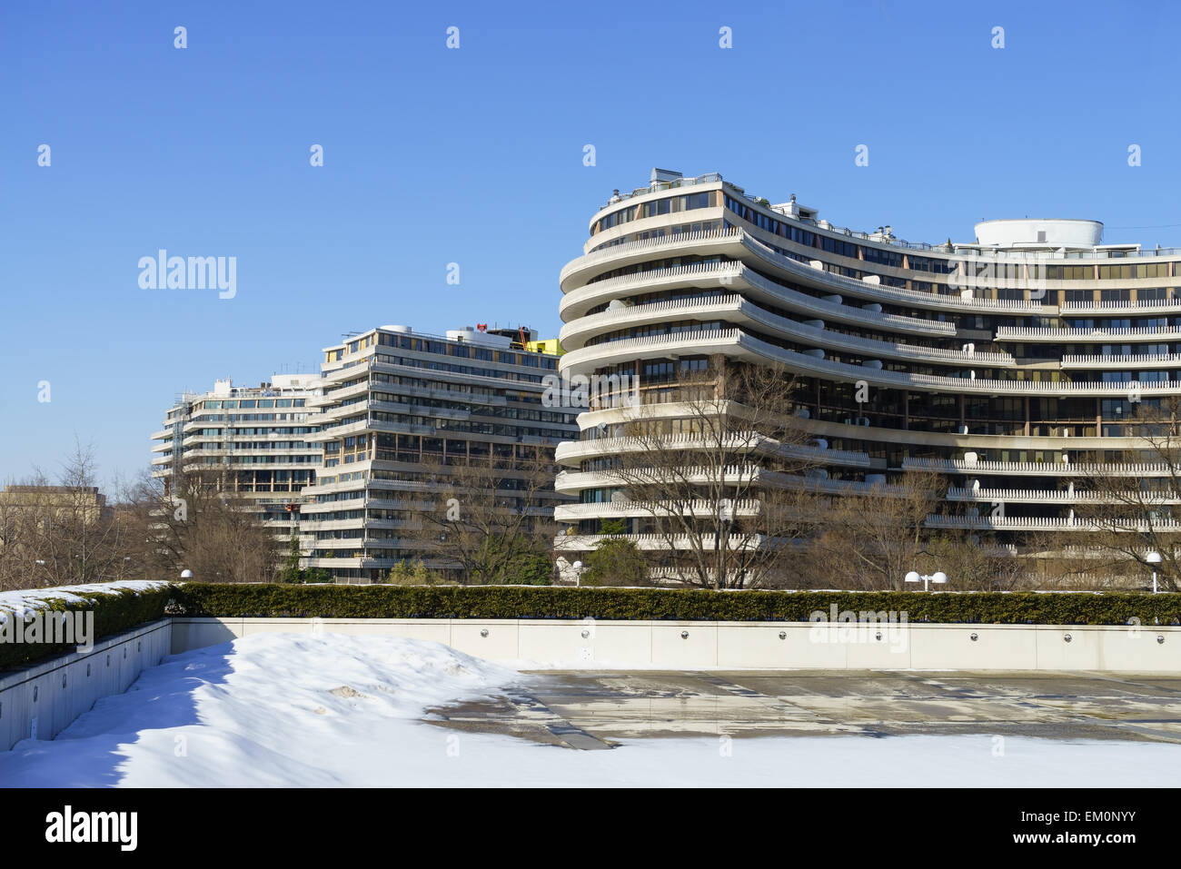 The Watergate complex, apartments and hotel on the banks of the Potomac River, Washington DC USA. Stock Photo