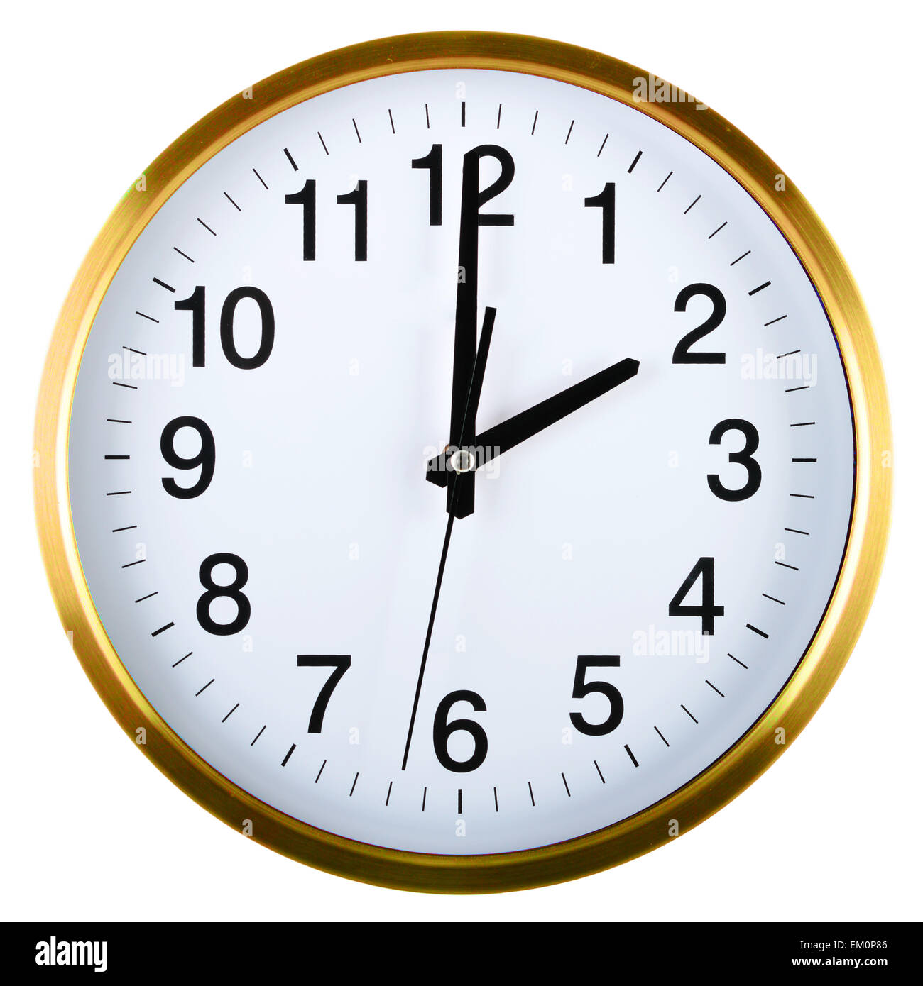 Wall clock isolated on white background. Two o'clock Stock Photo - Alamy