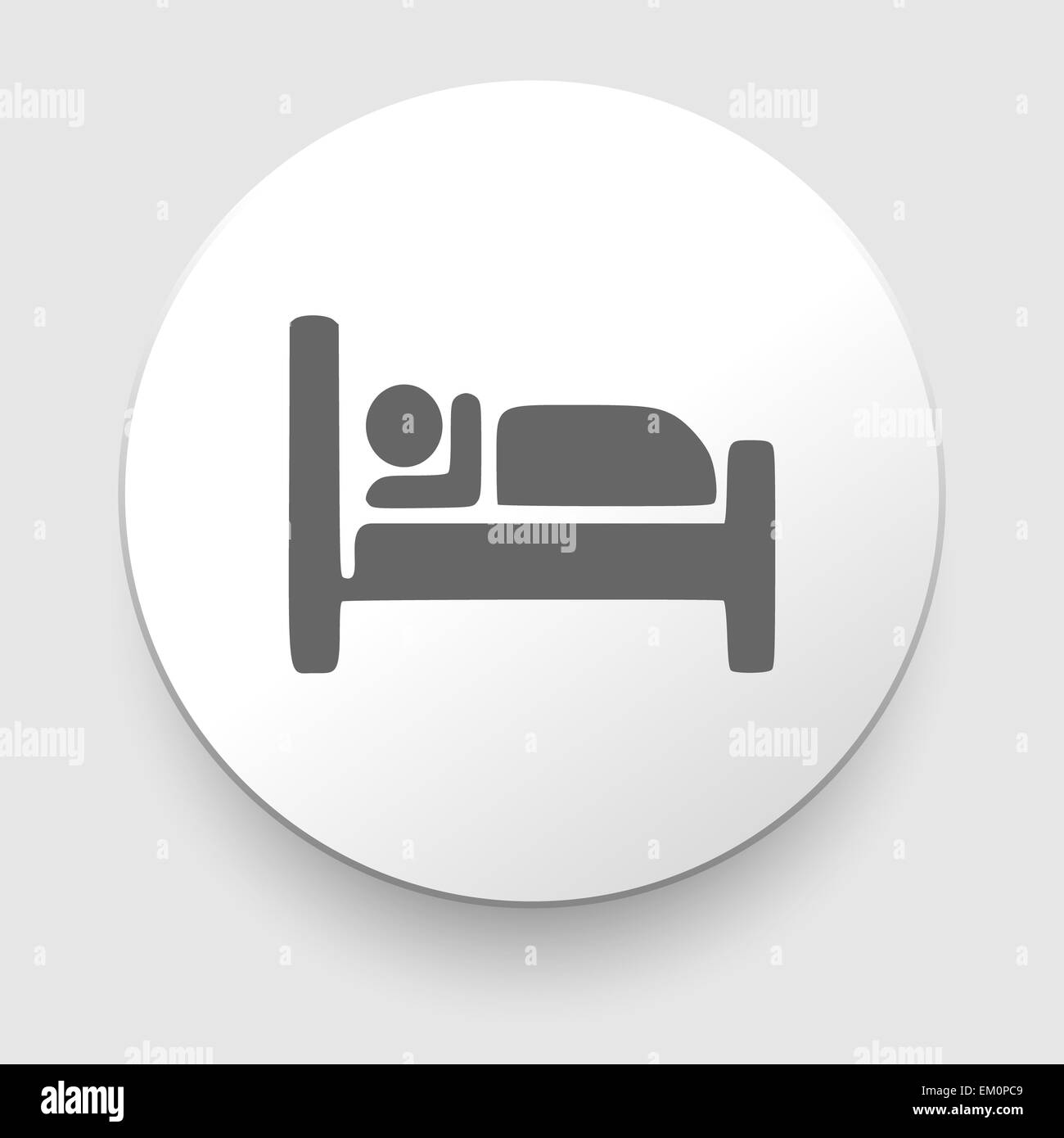 Man sleeping in bed at Motel - Vector icon Stock Photo
