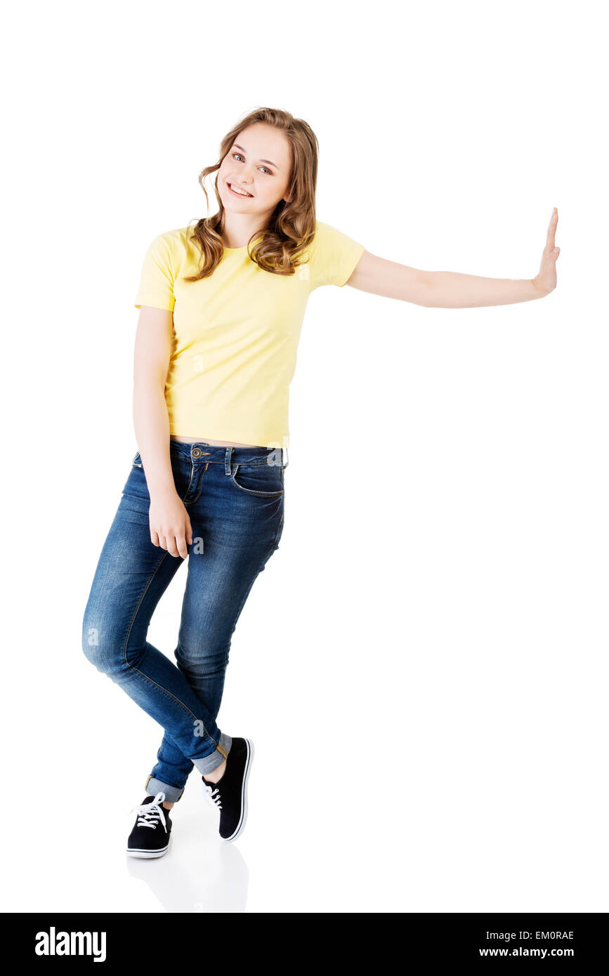 Standind young woman portrait. Stock Photo