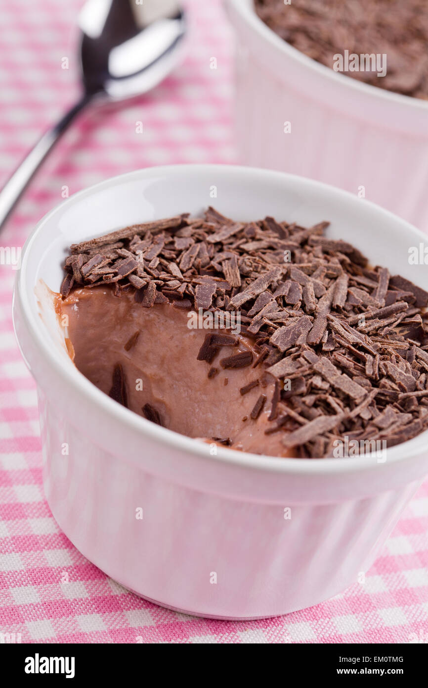 Close up photograph of some chocolate pudding pots Stock Photo ...
