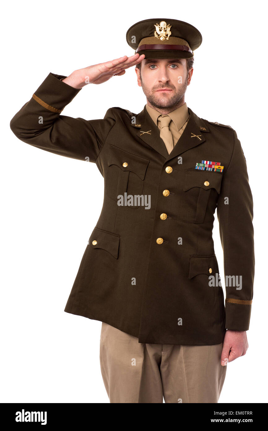 US army officer in saluting his senior Stock Photo - Alamy