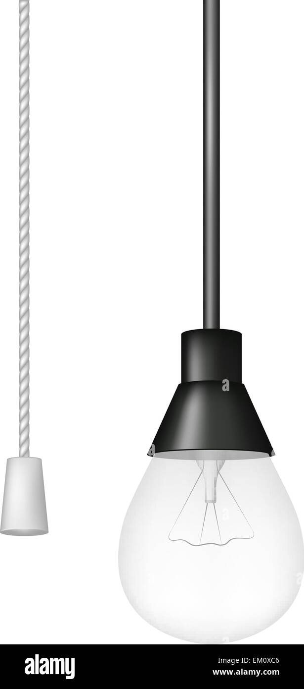Hanging light bulb with cord switch Stock Vector Image Art Alamy