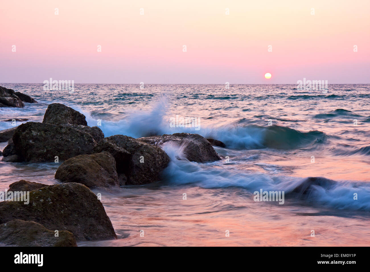 Sea sunset background Stock Photo - Alamy