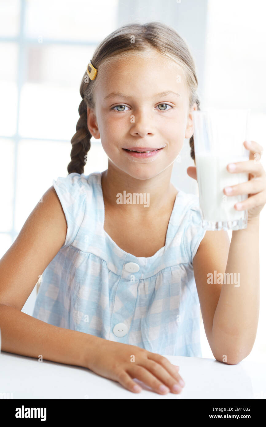 Child drinks milk Stock Photo Alamy