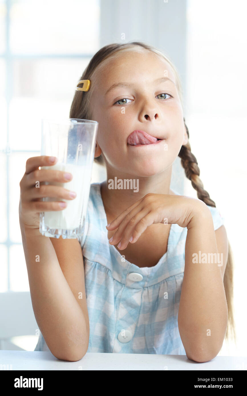 Child drinks milk Stock Photo Alamy