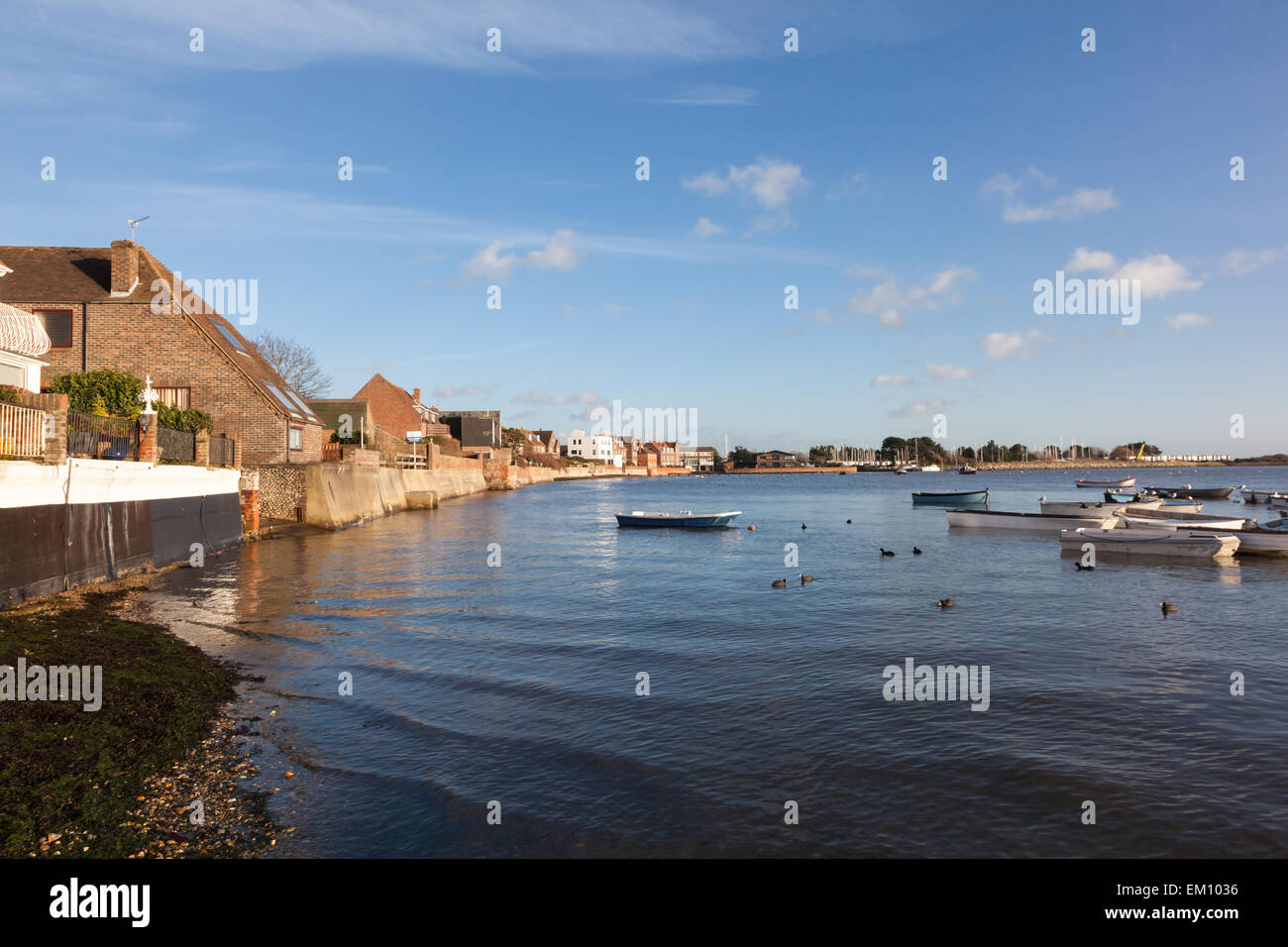 Attractive houses on the waterfront in Emsworth, Hampshire, UK Stock