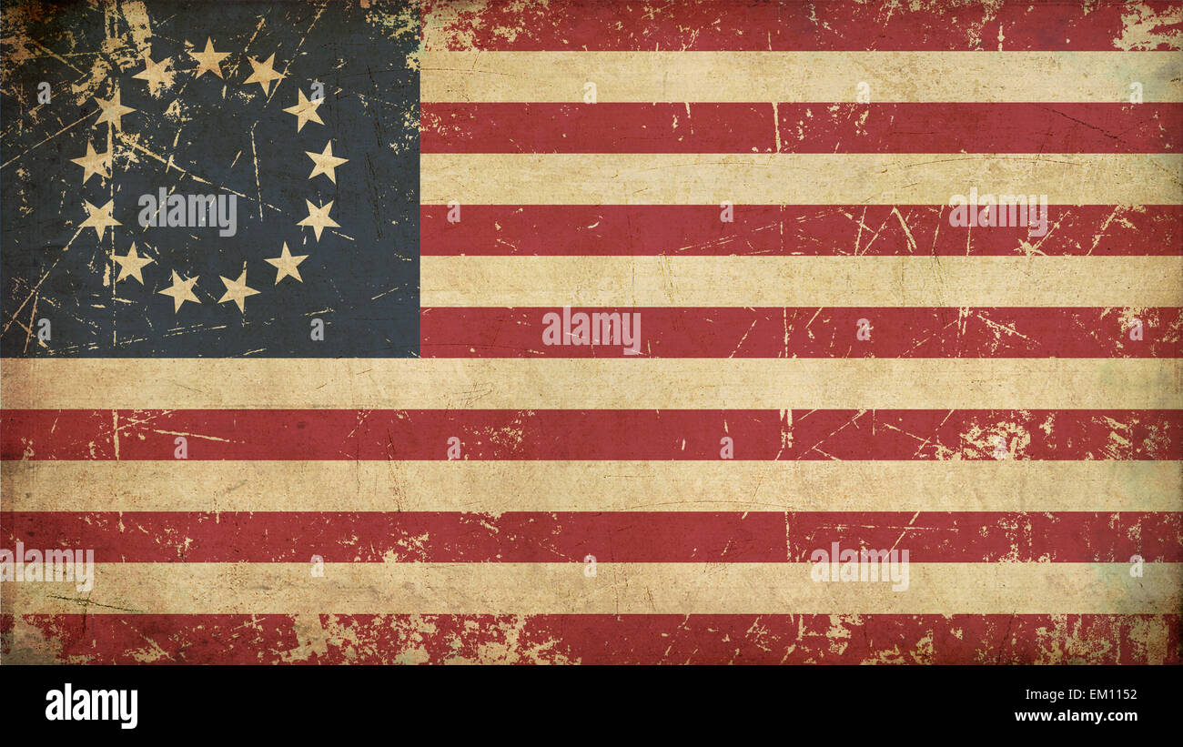 USA Betsy Ross Aged Flat Flag Stock Photo