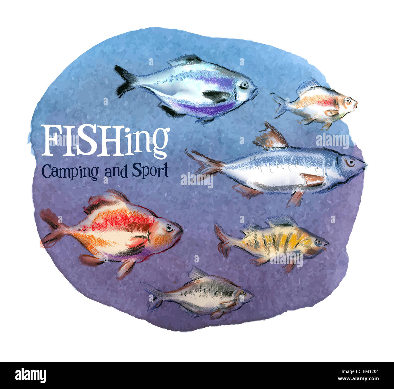 fishing vector logo design template. fresh fish or oceanarium, aquarium icon. Stock Photo