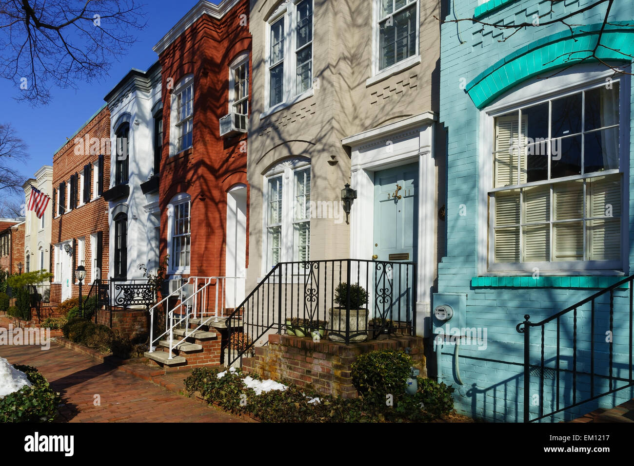 Colourful old houses in the historic area of Washington DC