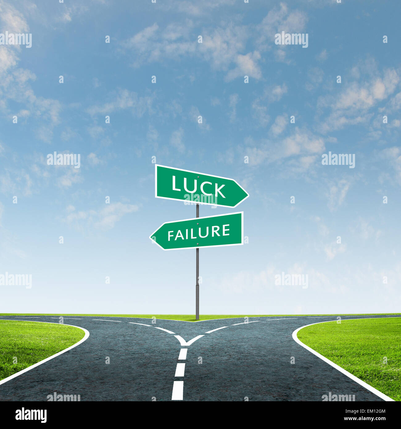 Cross road with sign Stock Photo - Alamy