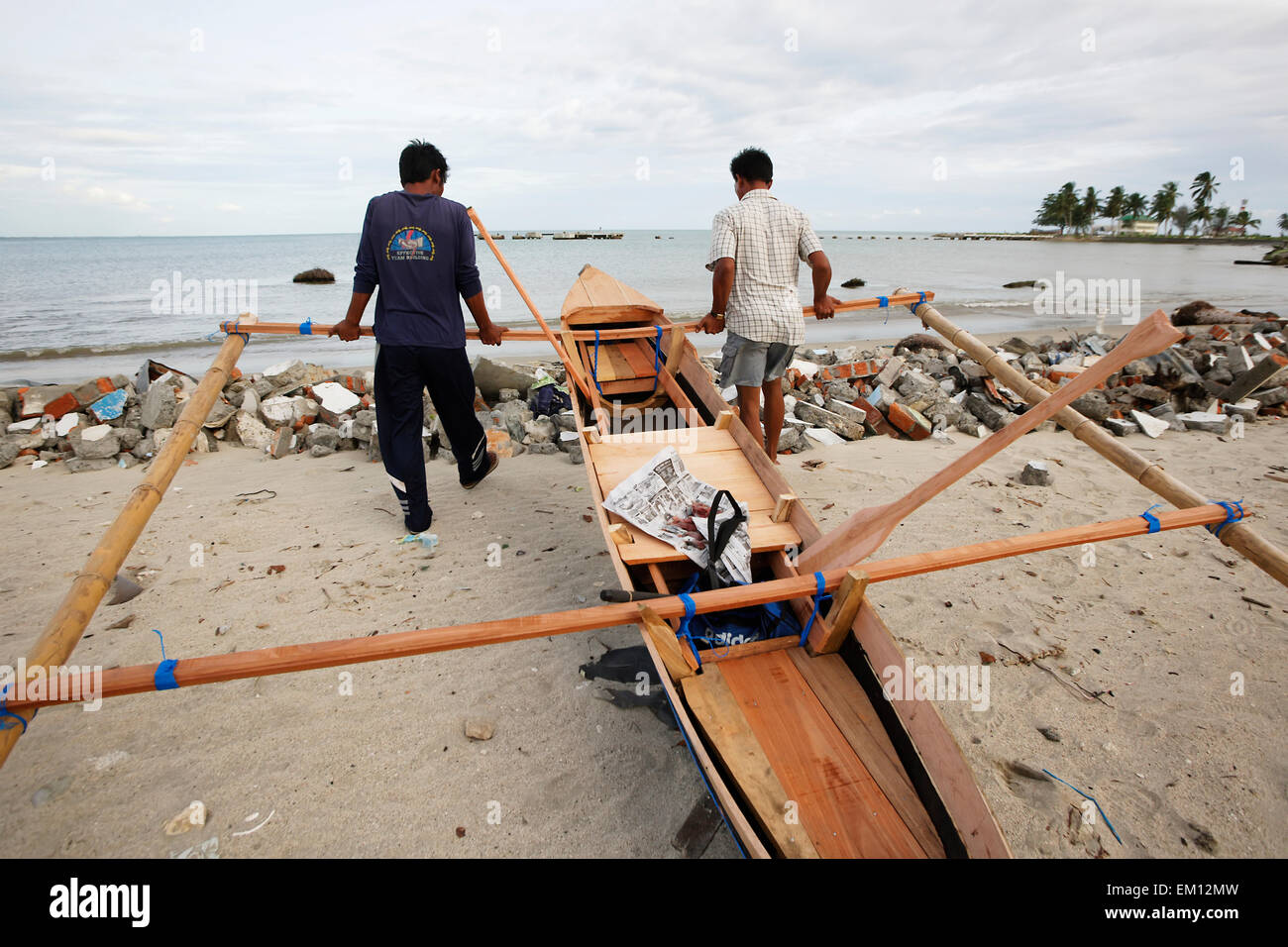 Boat,Aceh Province,Indonesia,Pulling,Fishermen Stock Photo