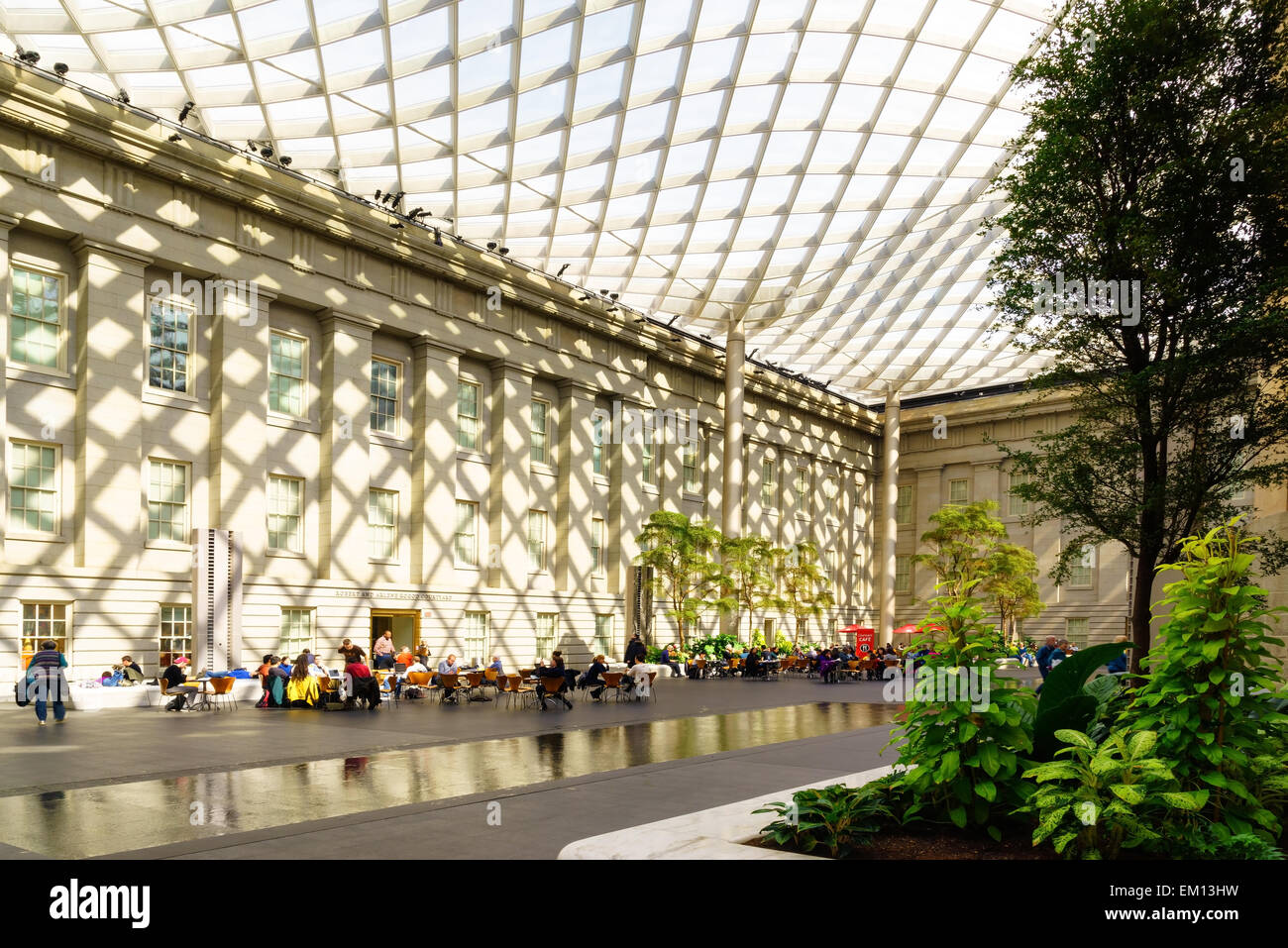 The covered courtyard at the Smithsonian art gallery in Washington DC, USA. Stock Photo