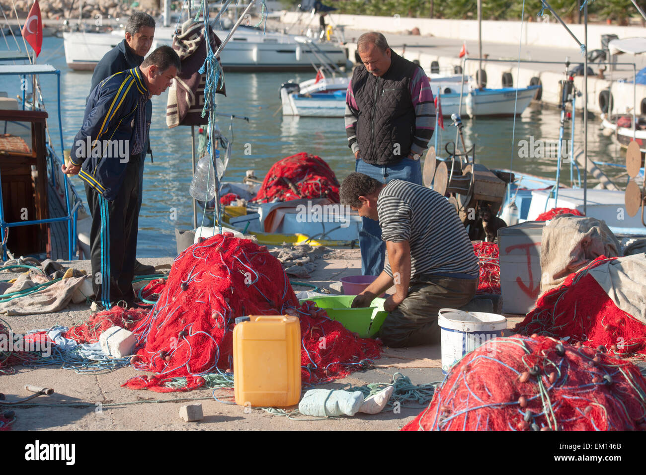 Asien, Türkei, Provinz Mugla, Resadiye-Halbinsel (Datca-Halbinsel), Palamutbükü, Fischerhafen Stock Photo