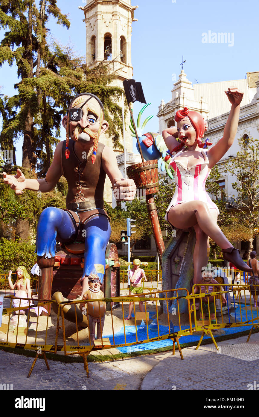 Valencian Fallas Fiesta - Sculpture in Burriana Spain Stock Photo