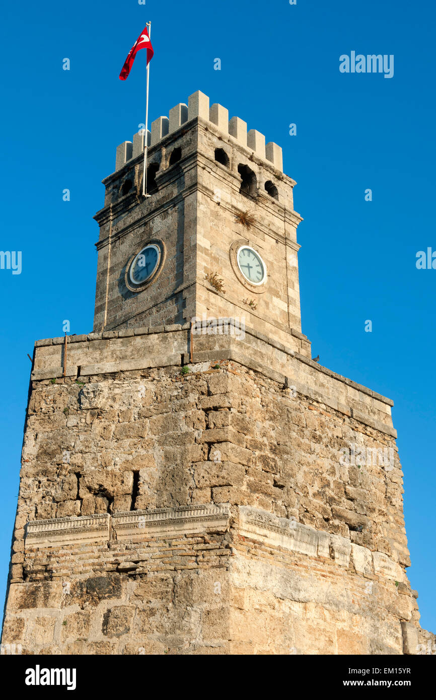 Türkei, Antalya, Altstadt, Uhrturm Stock Photo