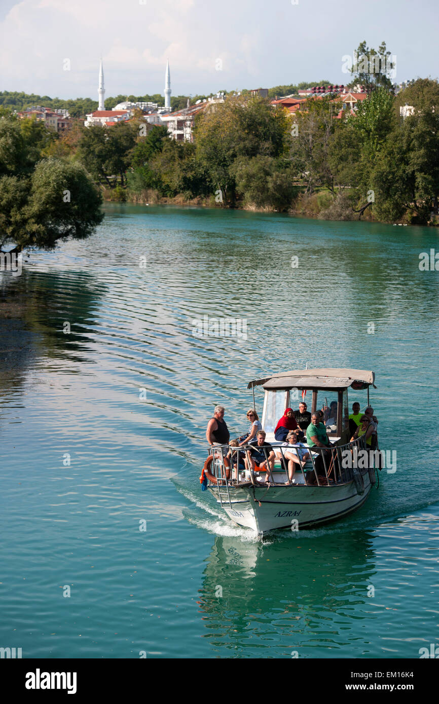 Türkei, Provinz Antalya, Manavgat, Ausflgsboot auf dem Manavgat-Cayi (Melas) Stock Photo