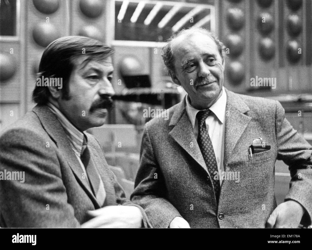 FILE - A file picture dated 01 February 1973 shows German Nobel Prize-winning novelist Guenter Grass (L) and writer Heinrich Boell in Frankfurt Main, Germany. Goettingen-based publishing house Steidl confirmed on 13 April 2015 the death of Guenther Grass. Photo: dpa Stock Photo
