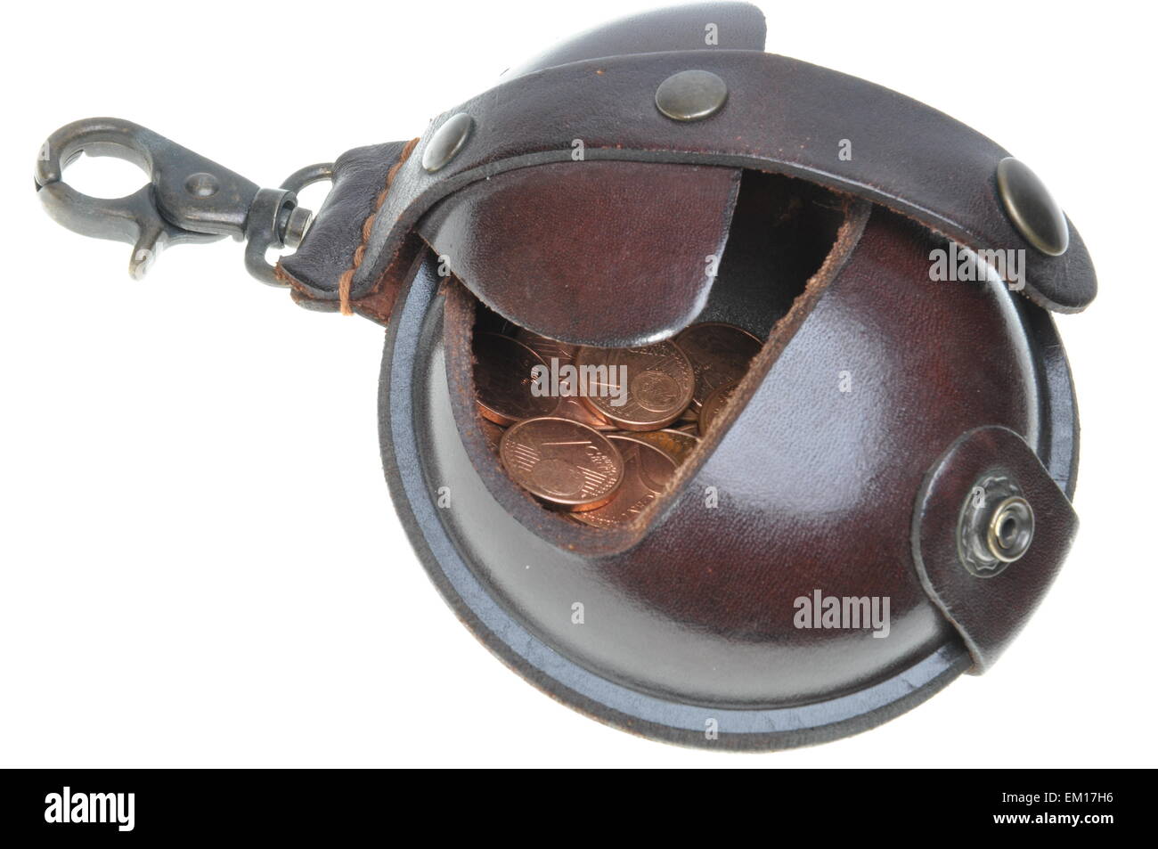 Old purse with euros coins isolated on white background Stock Photo - Alamy