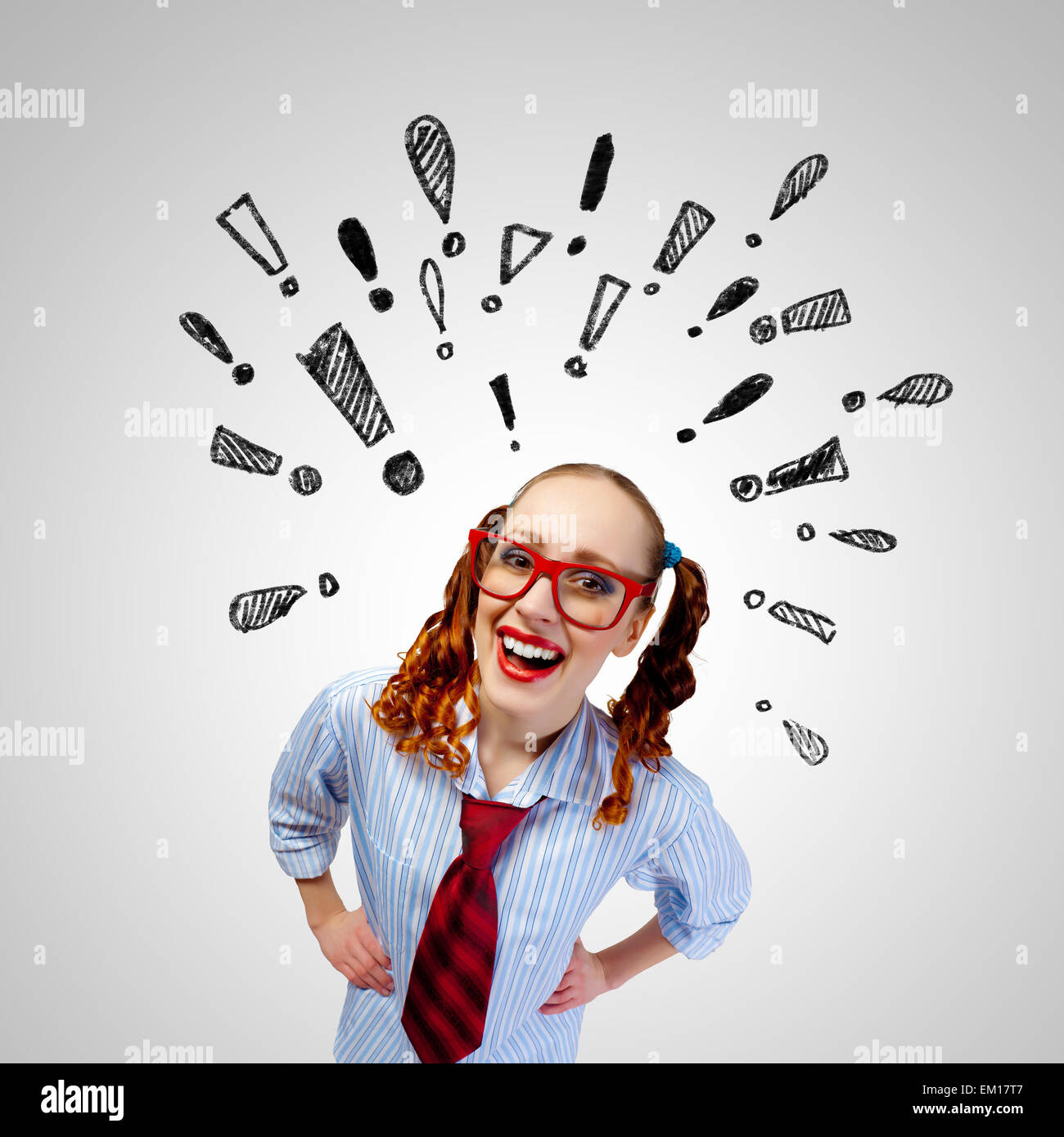 Funny girl in red glasses Stock Photo Alamy