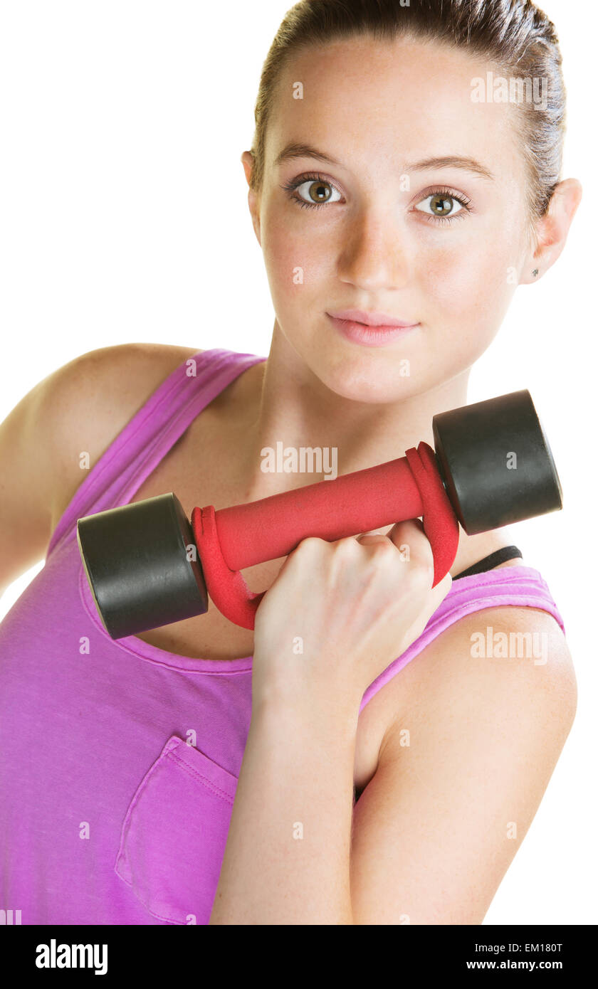 Lady with Dumbbell Stock Photo