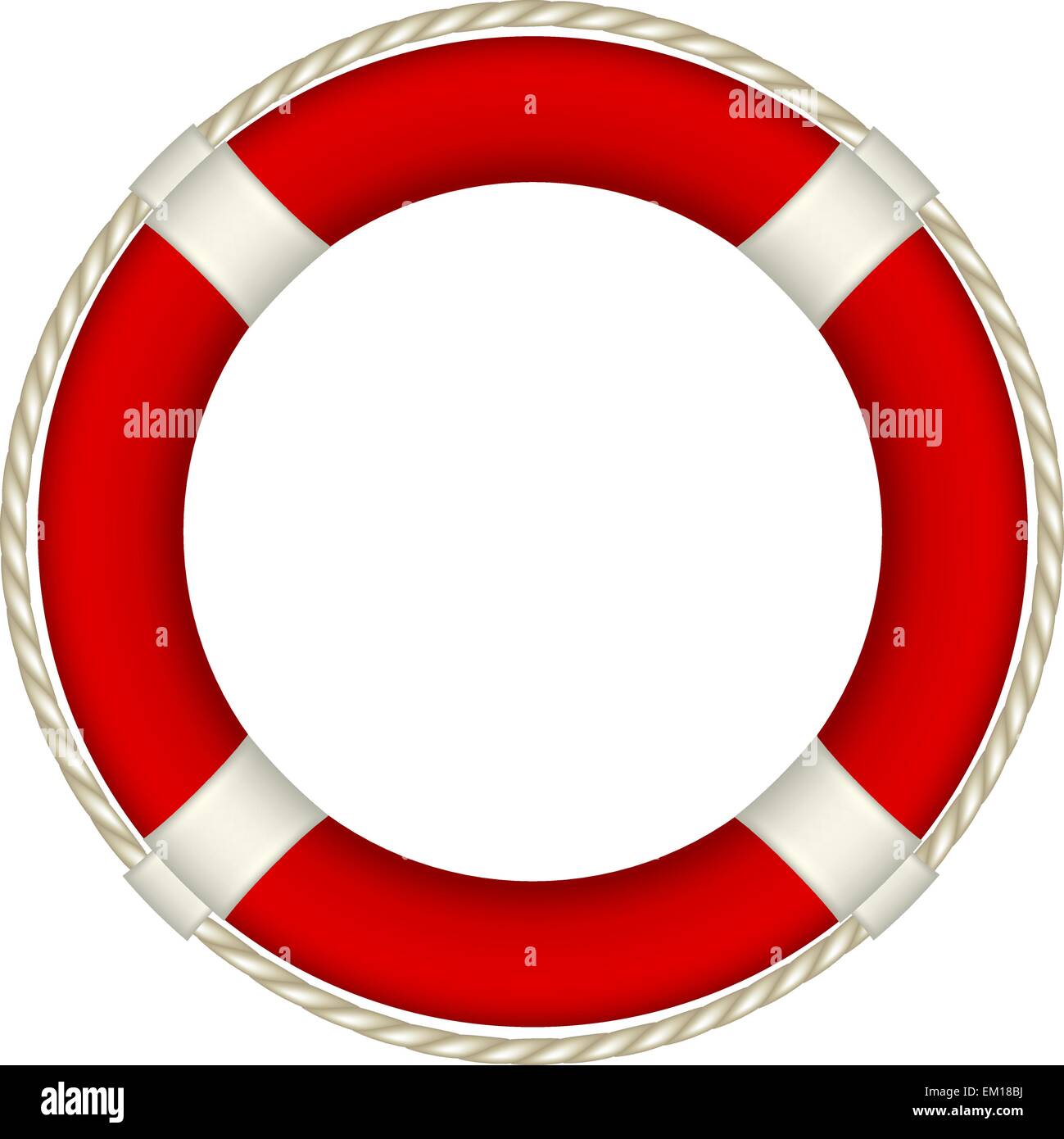 Red life buoy with rope around Stock Vector