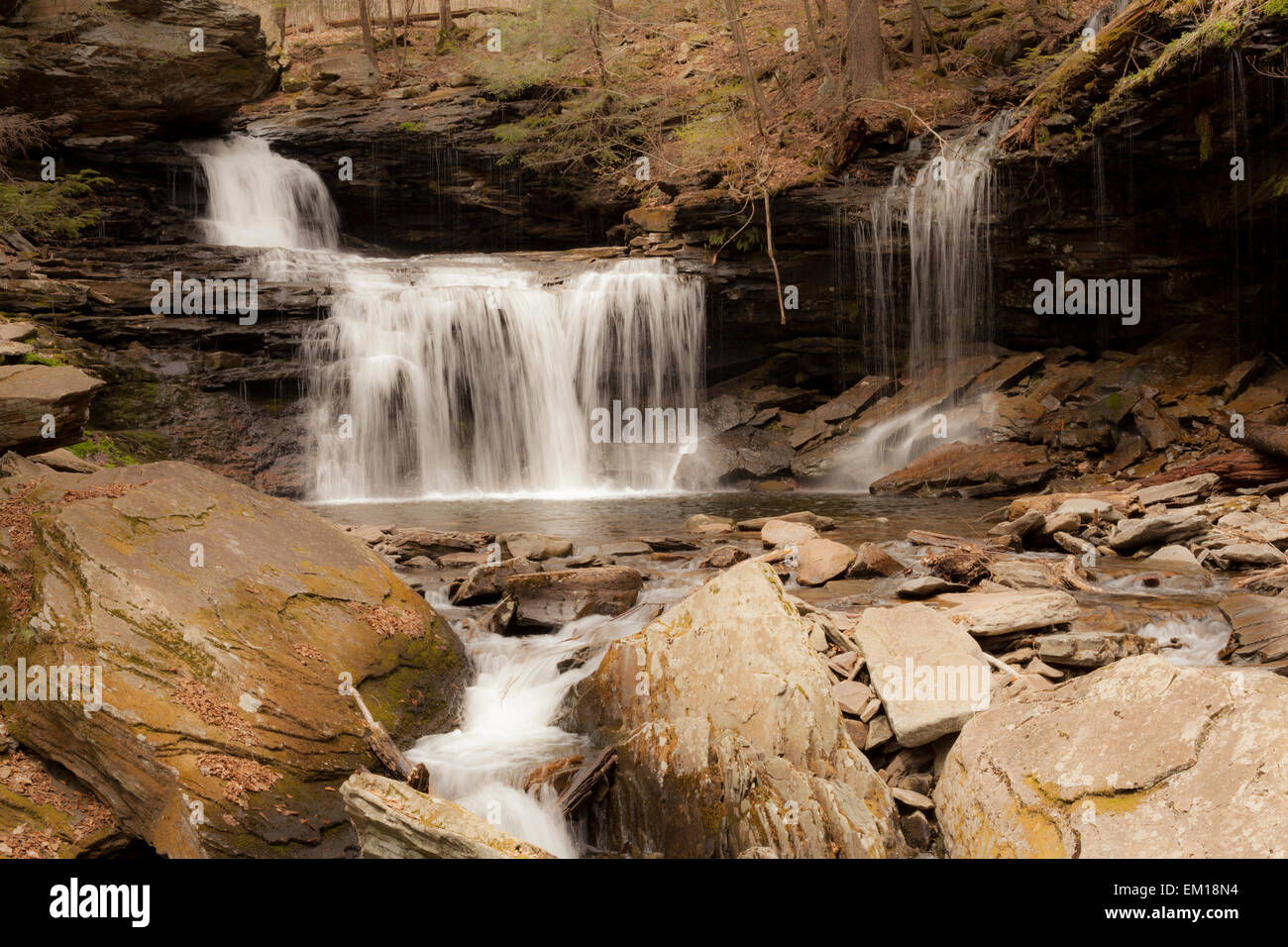 Waterfall Tracker Waterfalls along a trail in a State Park Stock Photo - Alamy