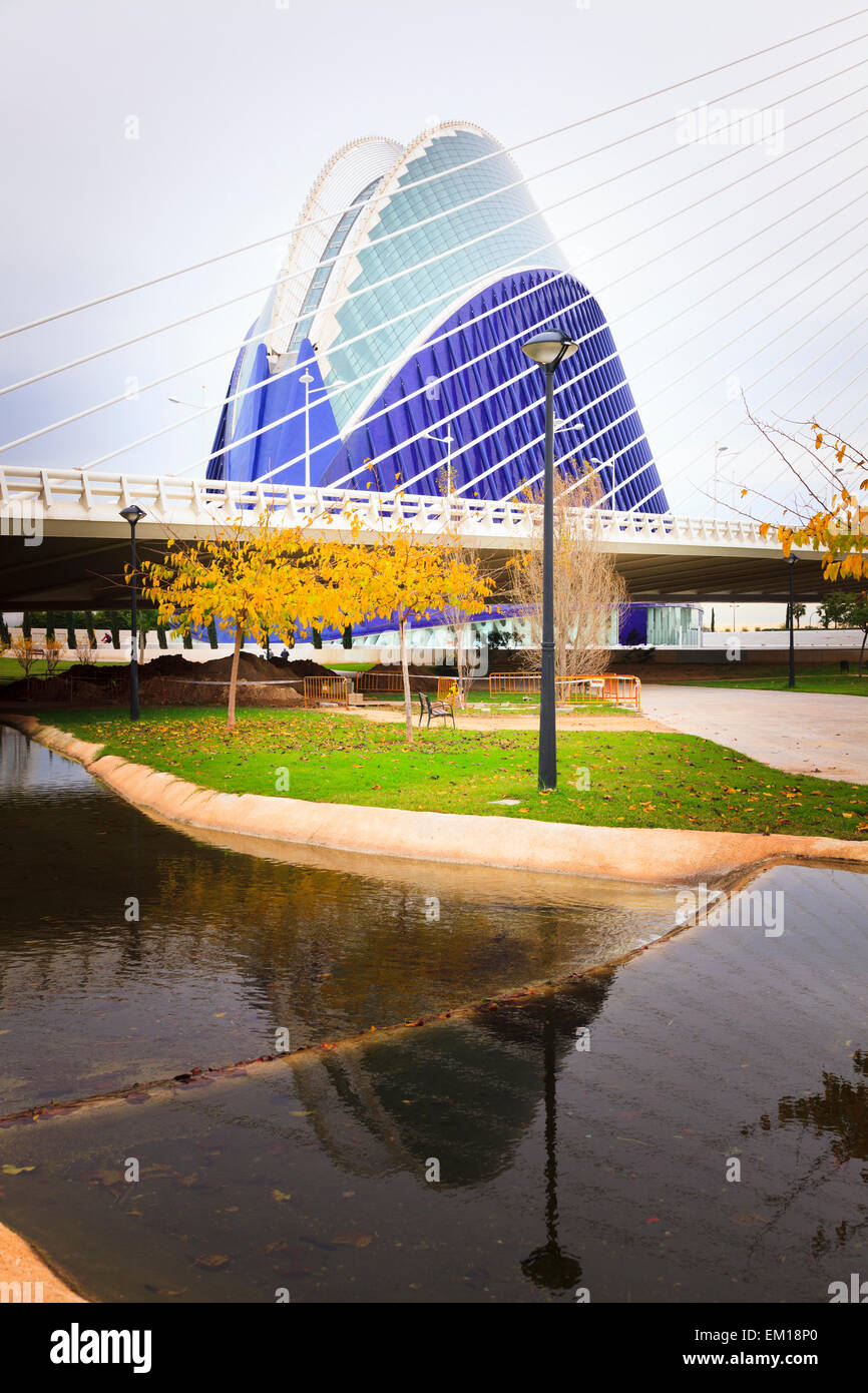 Exterior of L'Agora building in Valencia Spain and the Pont l'Assut de l'Or Stock Photo