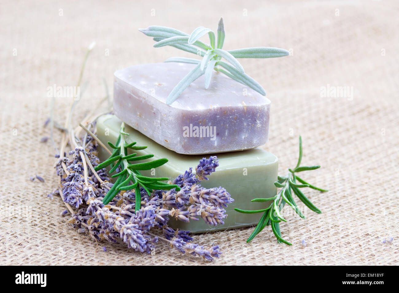 natural soap with herbs Stock Photo Alamy