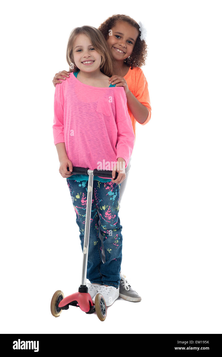 Little girls with skate scooter Stock Photo Alamy