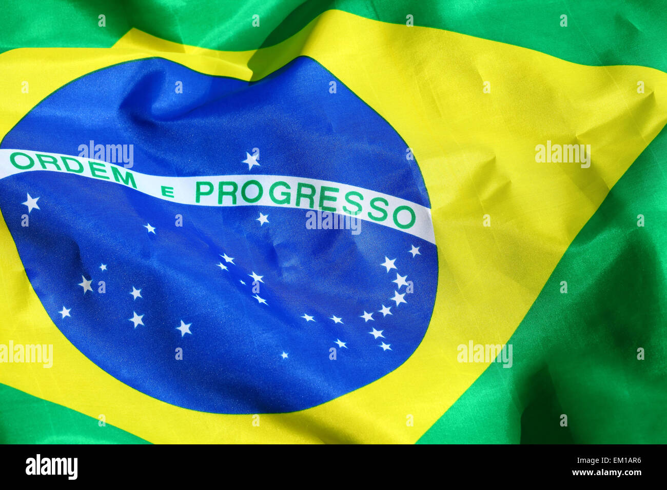 Waving Fabric Brazil Flag Stock Photo