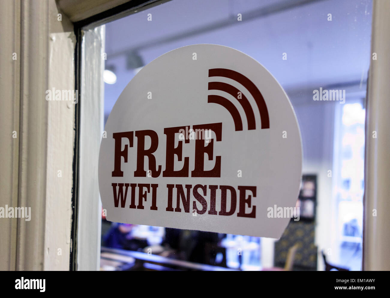 Free WiFi Inside sign in a cafe, UK Stock Photo Alamy