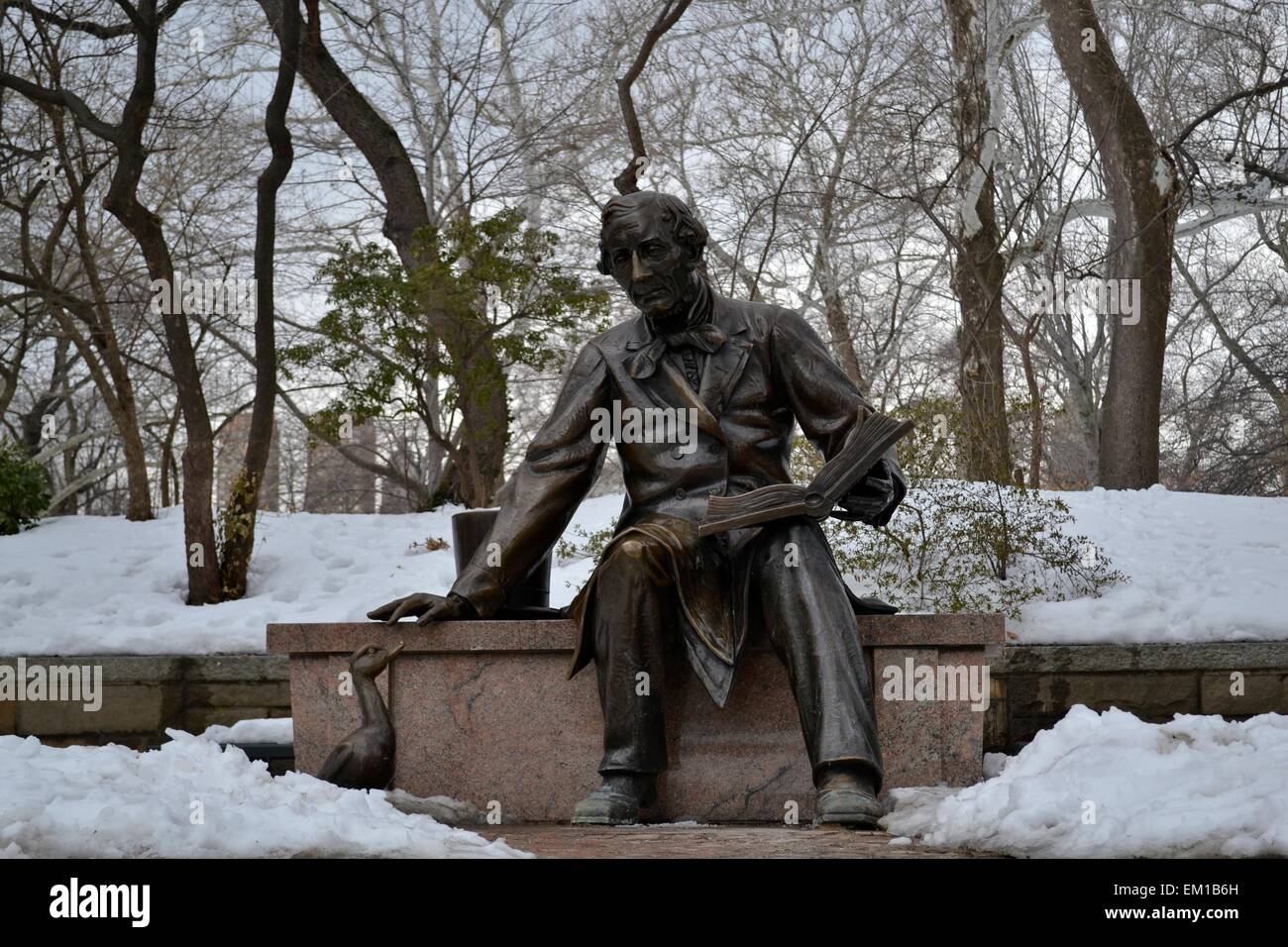 Statue of the famous Danish Fairy-tale writer Hans Christian Andersen was erected in 1956 by the sculptor Georg J. Lober Stock Photo