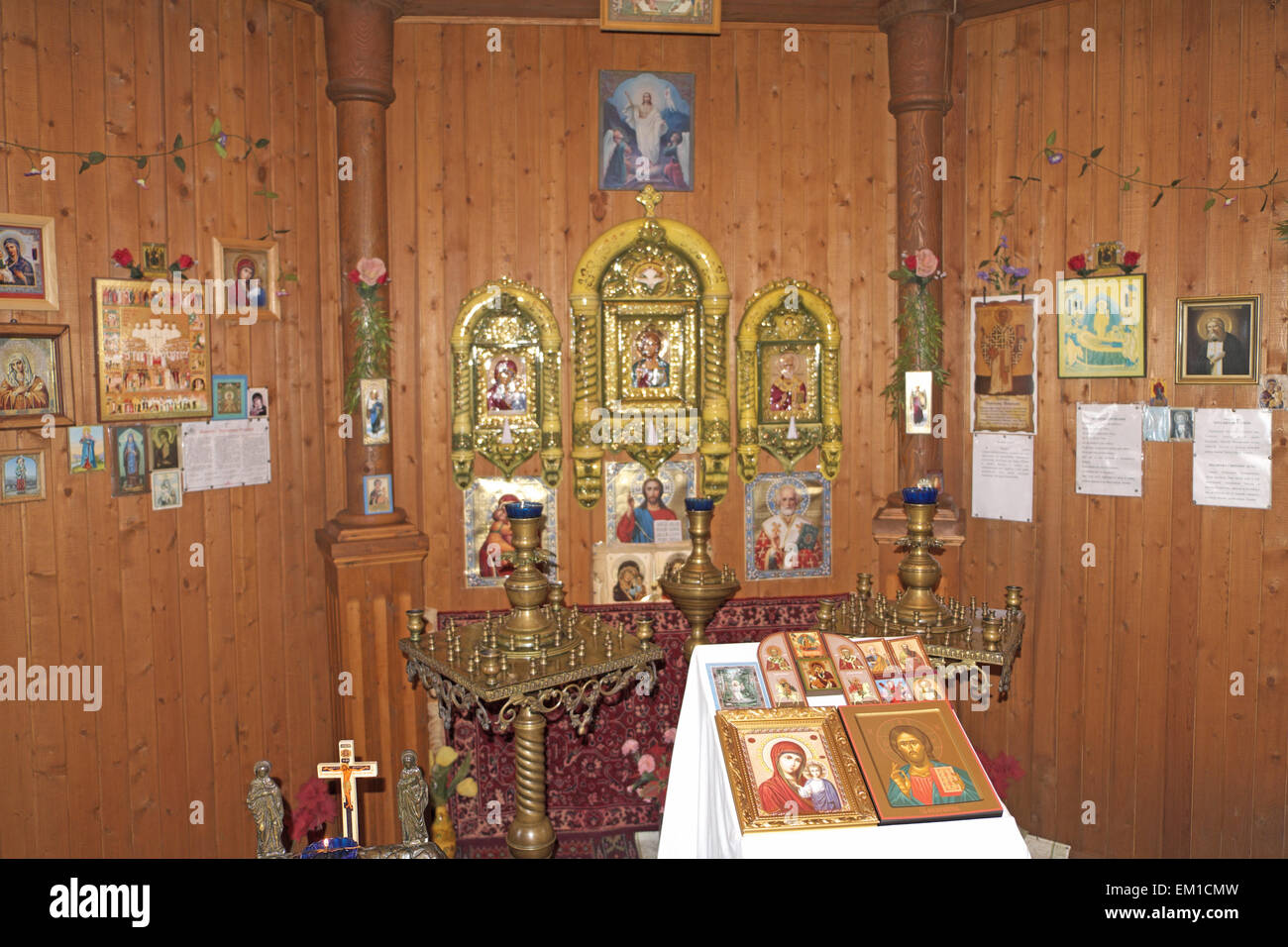 Interior Of The Wooden Rusian Orthodox Church At The Russian