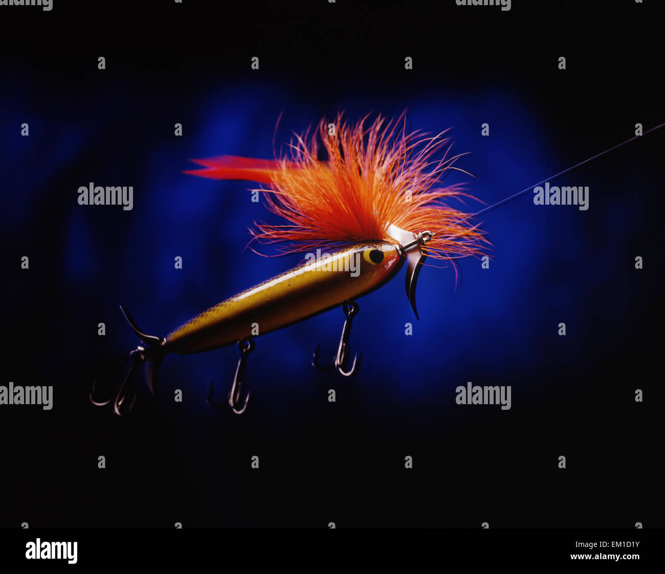Fishing lure with wild hackle Stock Photo