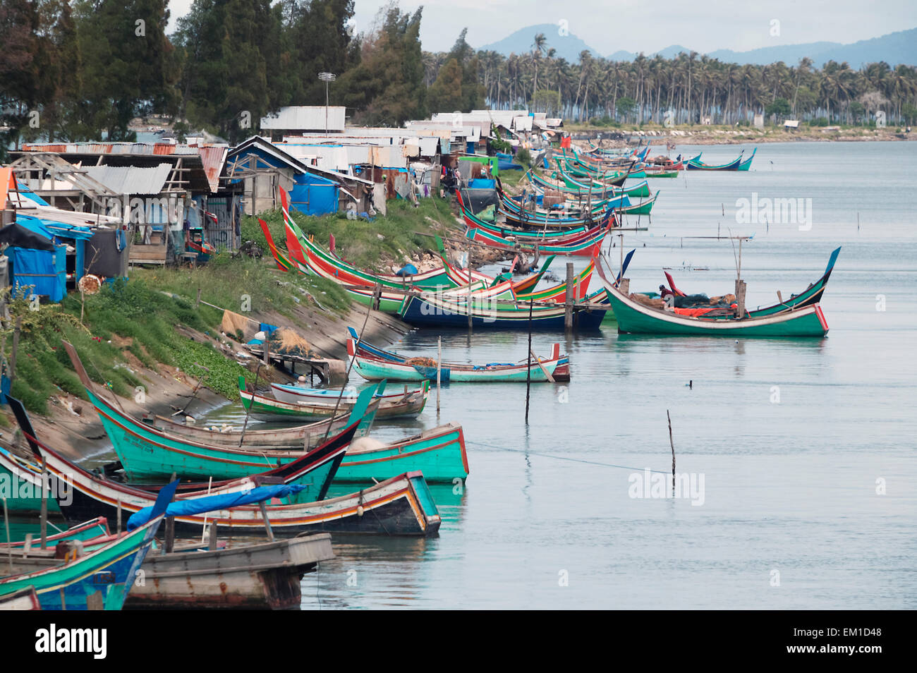 Moored,Indonesia,Fishing Boat,Aceh Province Stock Photo