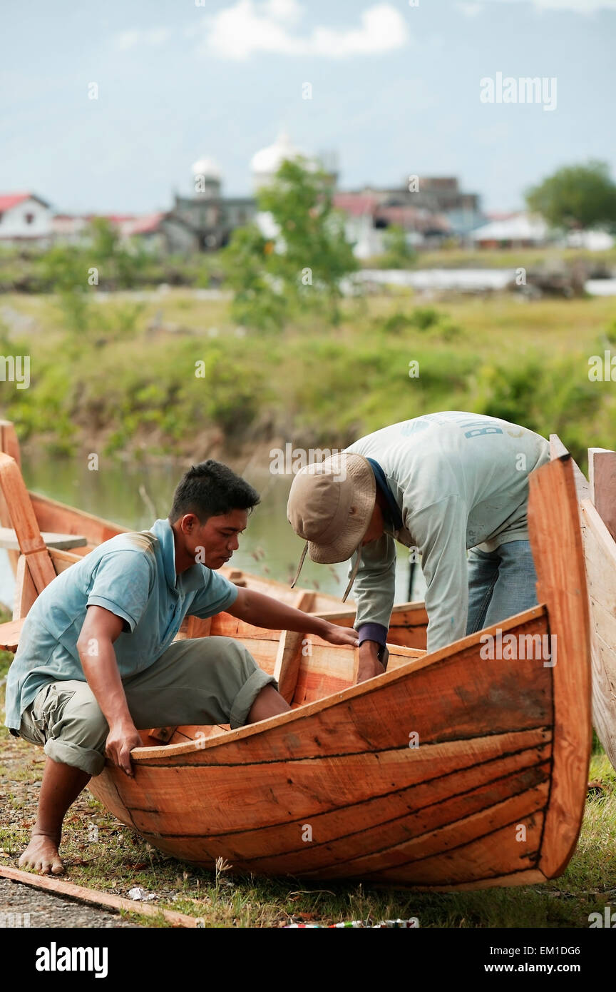 Aceh Province,Indonesia,Skill,Boat Building Stock Photo
