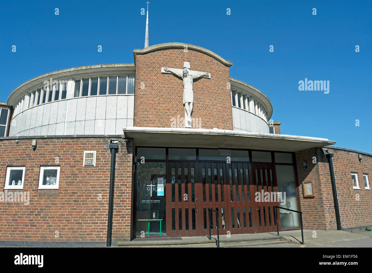 the 1965 our lady of lourdes church, thames ditton, surrey, england Stock Photo