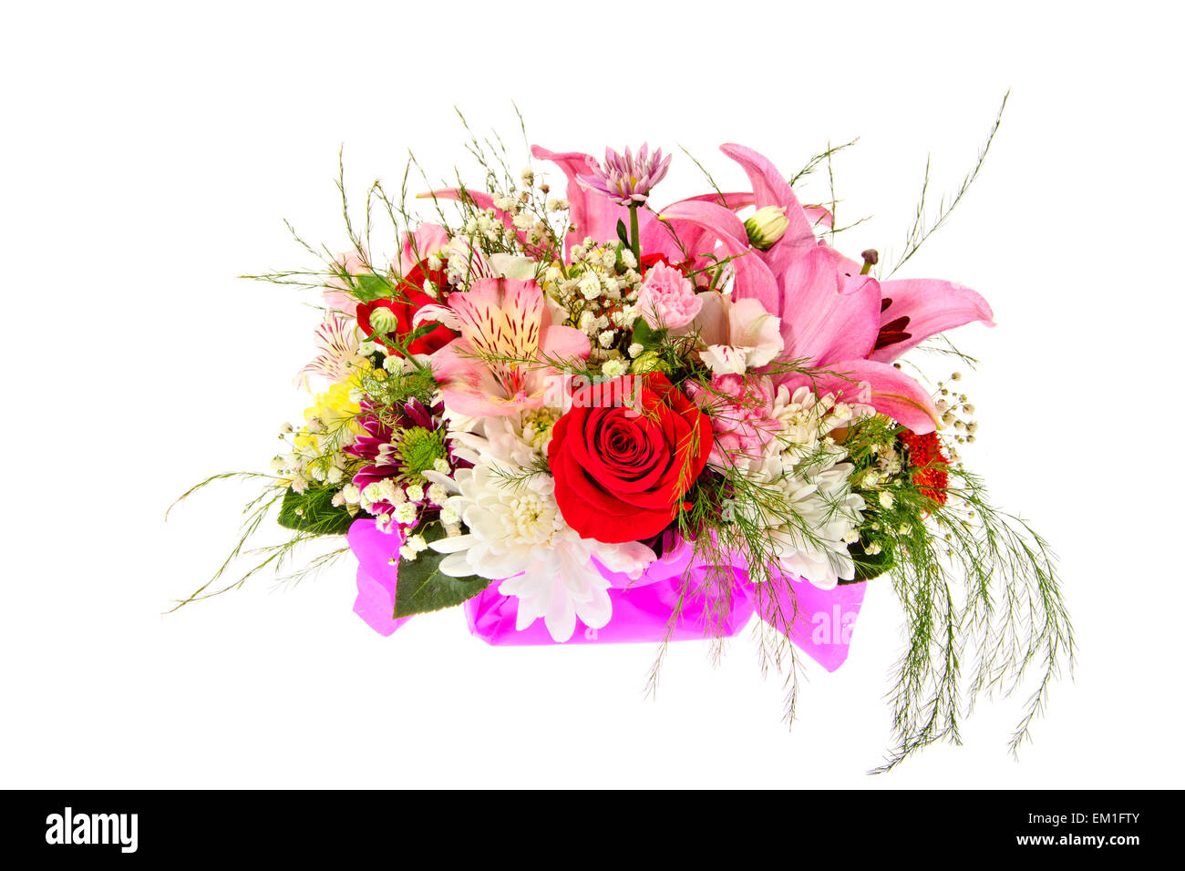 Colorful Flowers Bouquet Isolated on White Background Stock Photo - Alamy