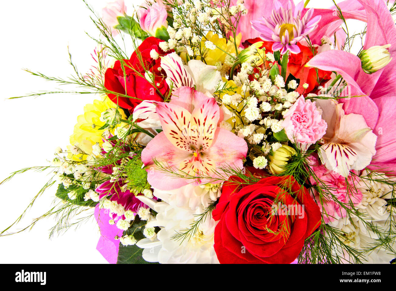 Colorful Flowers Bouquet Isolated on White Background Stock Photo - Alamy