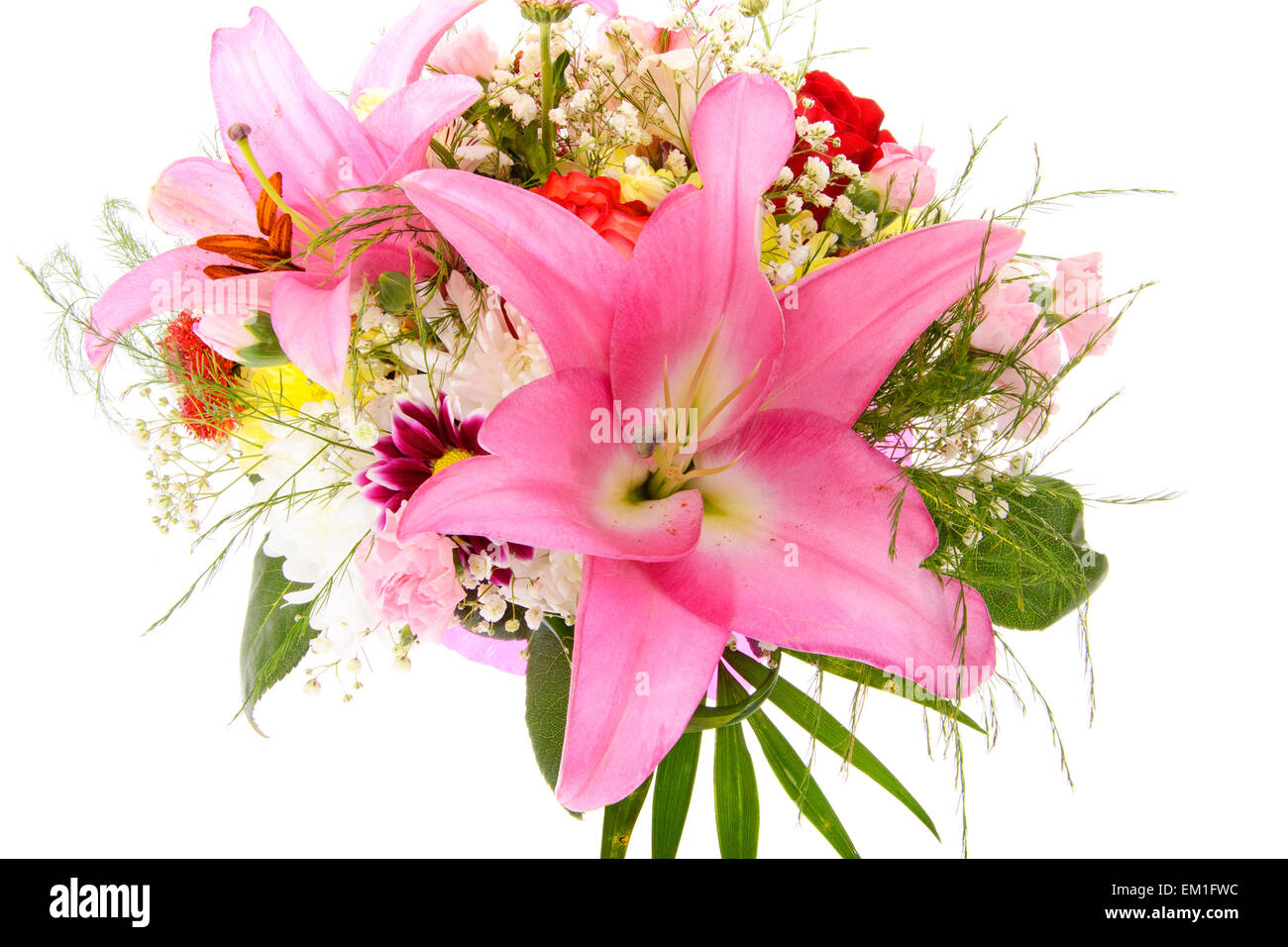 Colorful Flowers Bouquet Isolated on White Background Stock Photo - Alamy