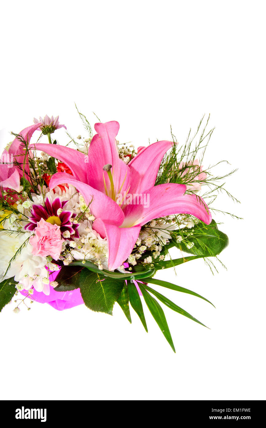 Colorful Flowers Bouquet Isolated on White Background Stock Photo - Alamy