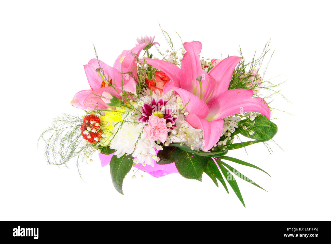 Colorful Flowers Bouquet Isolated on White Background Stock Photo - Alamy