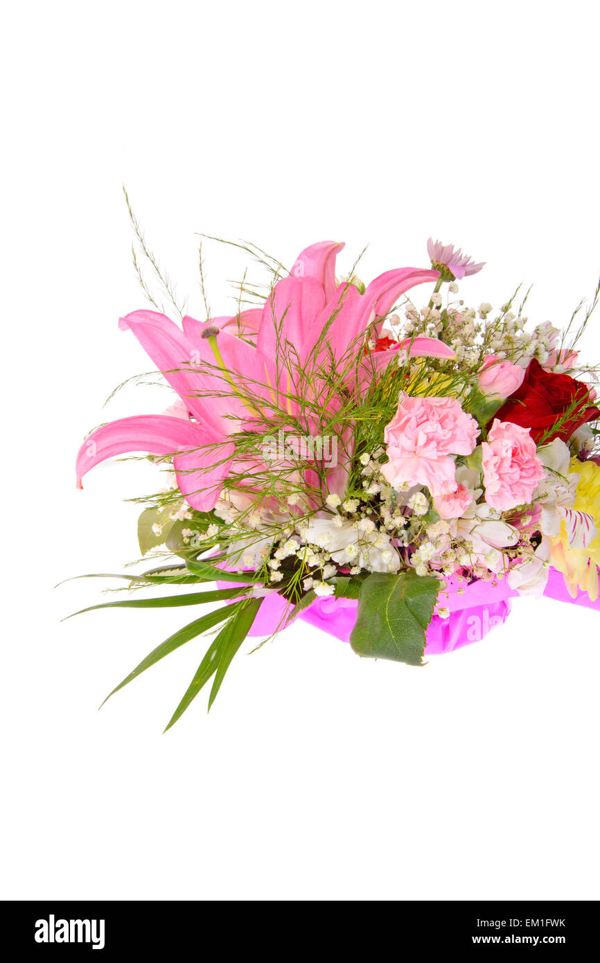 Colorful Flowers Bouquet Isolated on White Background Stock Photo - Alamy