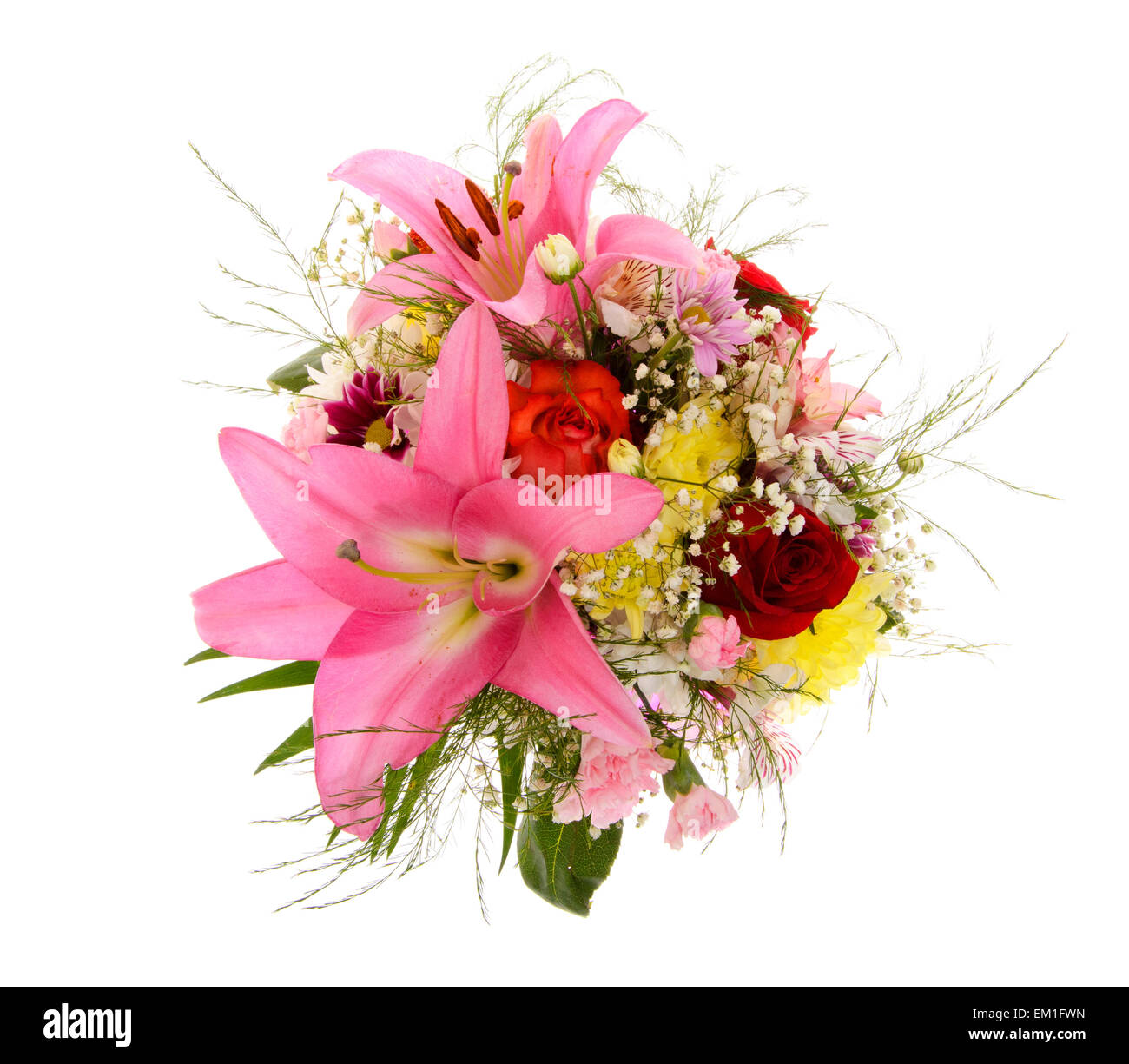 Colorful Flowers Bouquet Isolated on White Background Stock Photo - Alamy