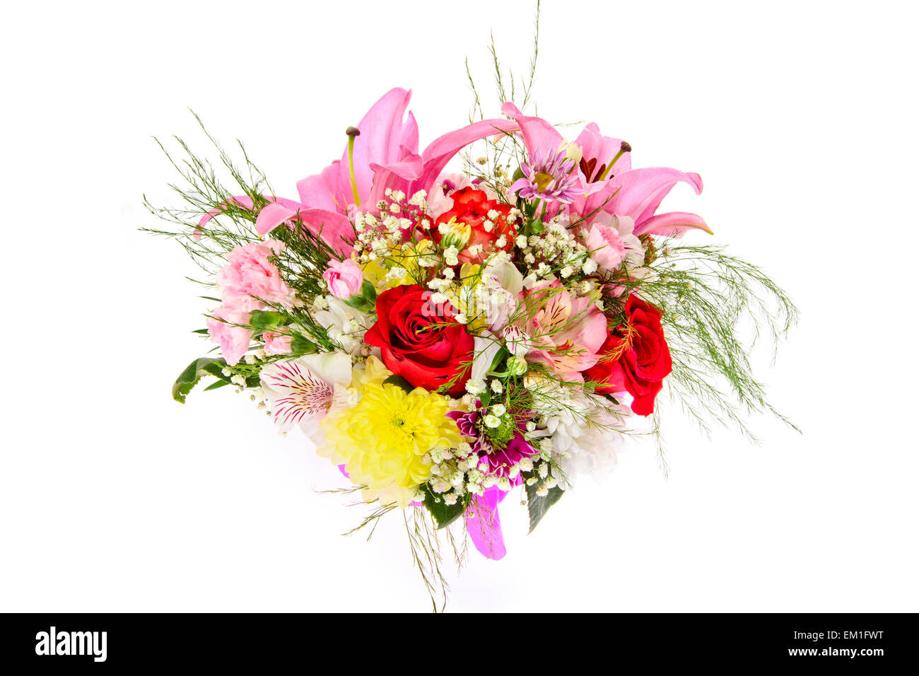 Colorful Flowers Bouquet Isolated on White Background Stock Photo - Alamy