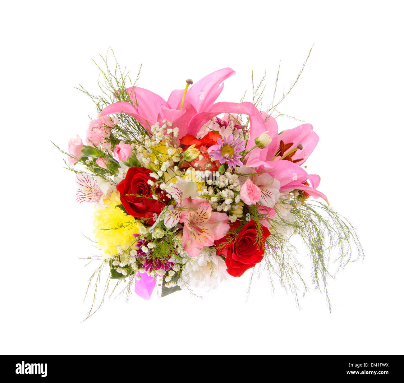 Colorful Flowers Bouquet Isolated on White Background Stock Photo - Alamy