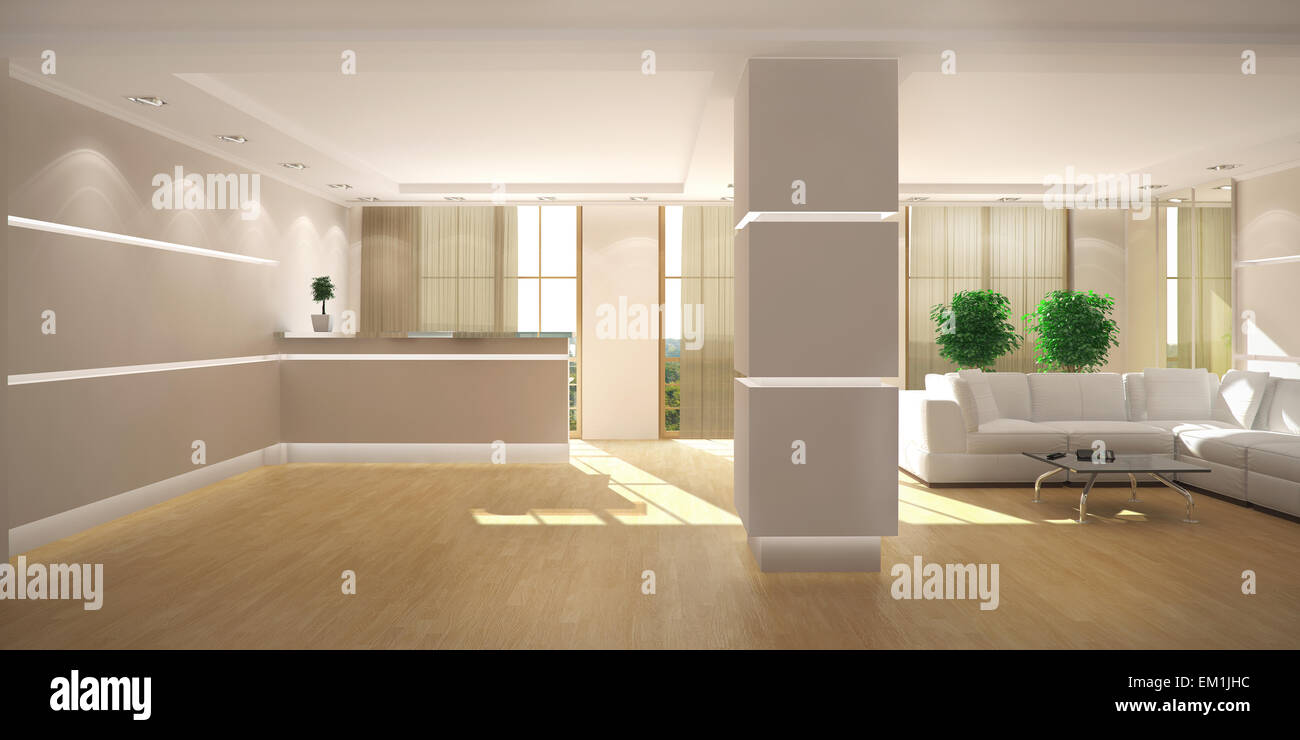 rendering of the office lobby Stock Photo