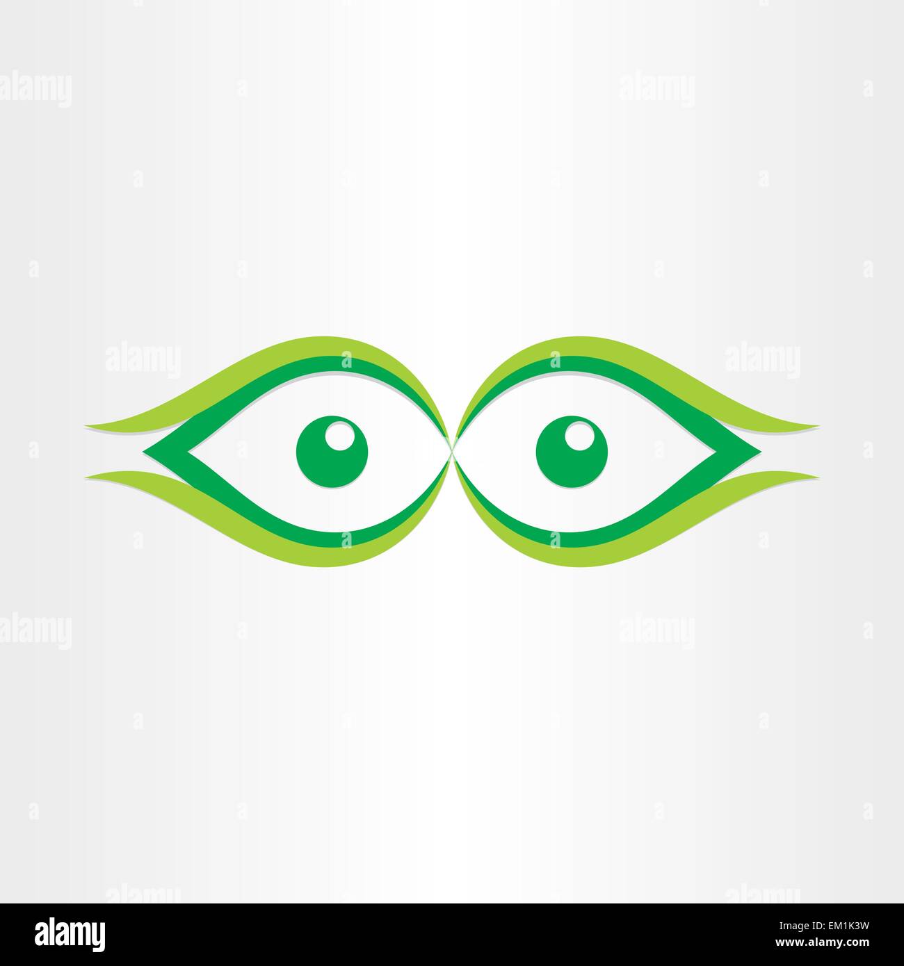 human eyes stylized icon look green watching dot front view Stock Vector