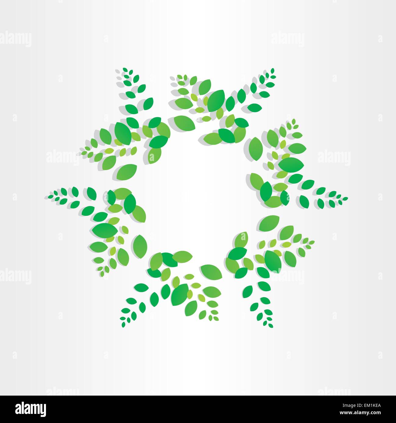 spring green leafs circle background nature symbol tree herb gardenind floral set Stock Vector